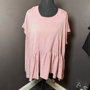 Seek Collective Pink Textured Peplum Tunic Top